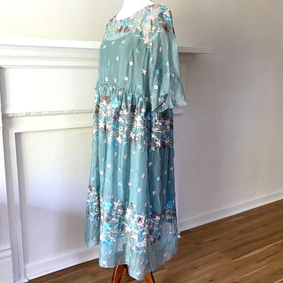 1X Boho Dress Plus Size Embroidered Dress One Size Boho Homecoming Dress Fairy - Picture 1 of 17